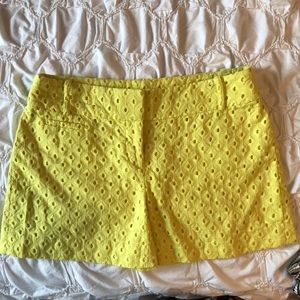 LOFT Riviera Shorts in Yellow Eyelet Pattern